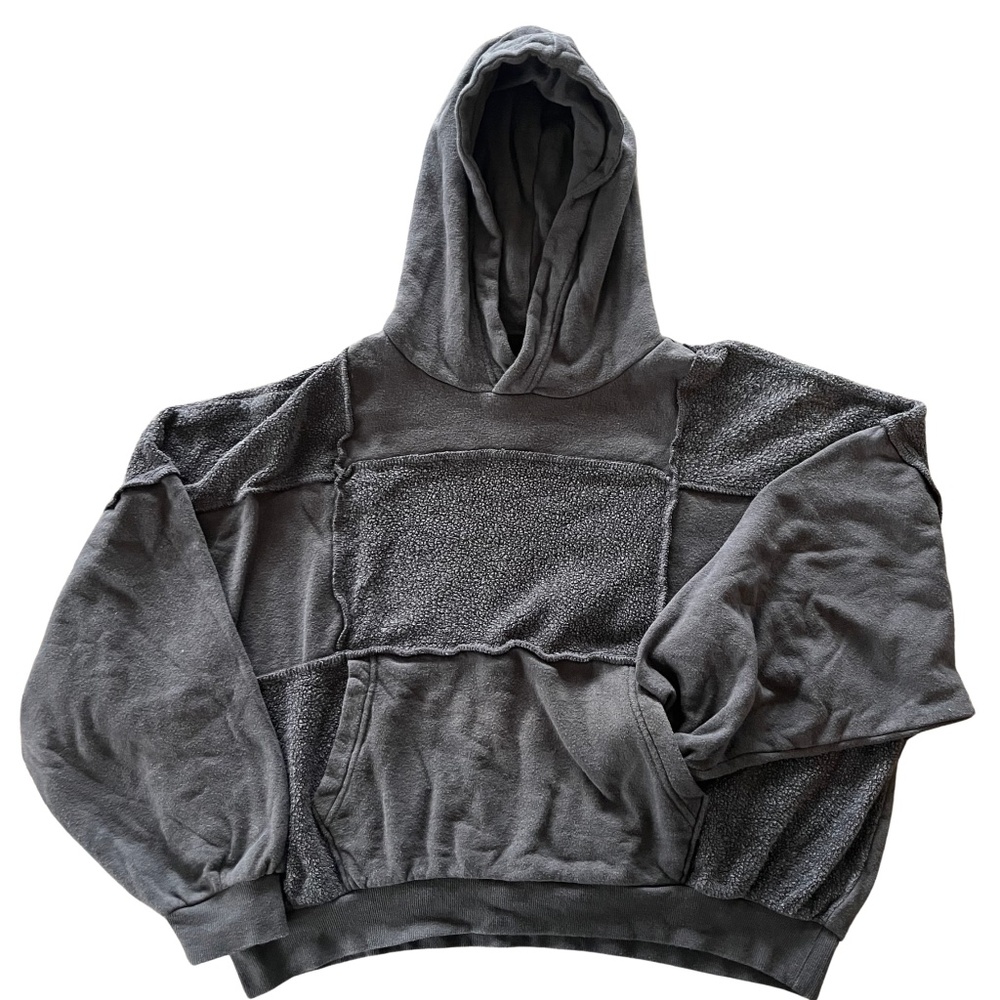 Aerie Patchwork oversized pullover hoodie Size Small Gray
